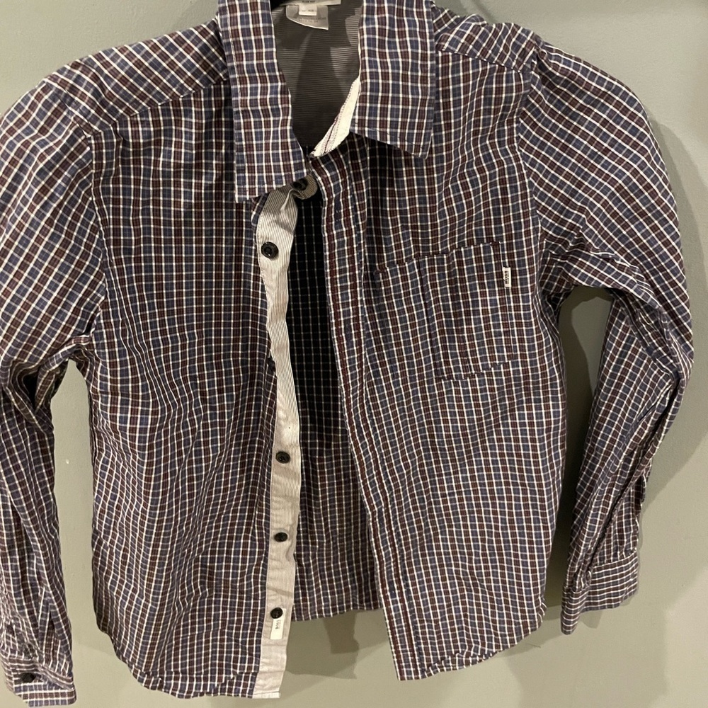 Hugo boss boys plaid button down dress shirt size 12